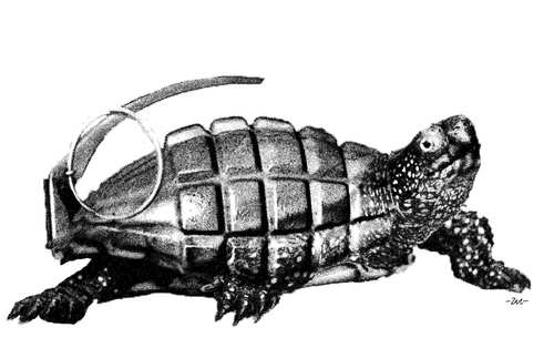 Cartoon: Military turtle (medium) by zu tagged turtle,military,grenade