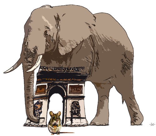 Cartoon: Mouse (medium) by zu tagged mouse,elephant,triumph,arc