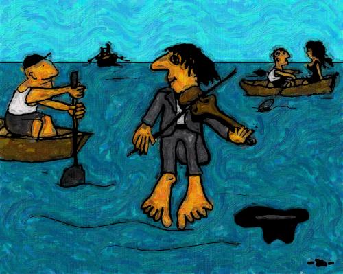 Cartoon: on the sea (medium) by zu tagged sea,pedestrian