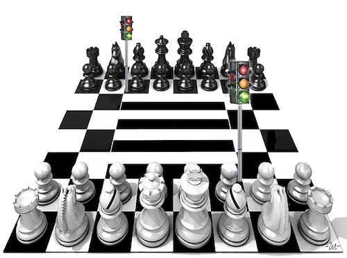 Cartoon: Pedestrian crossing (medium) by zu tagged chess,pedestrian,crossing