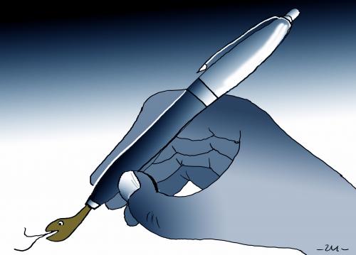 Cartoon: pen (medium) by zu tagged pen,snake