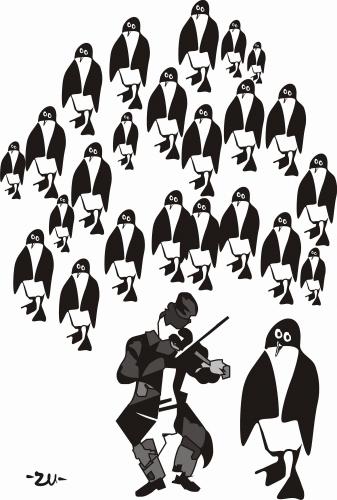 Cartoon: penguin (medium) by zu tagged penguin,music,art