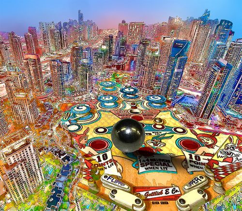 Cartoon: Pinball (medium) by zu tagged pinball,city,colors