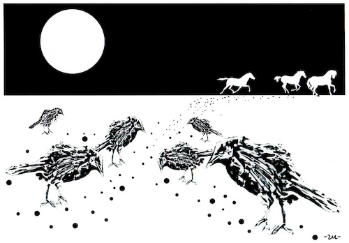 Cartoon: Sparrows (medium) by zu tagged sparrows,horses