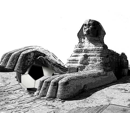 Cartoon: sphinx (medium) by zu tagged soccer,football,sphinx