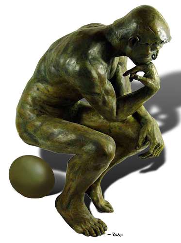 Cartoon: The thinker (medium) by zu tagged thinker