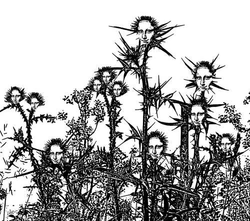 Cartoon: Thistle (medium) by zu tagged thistle,mona,lisa,leonardo,gioconda