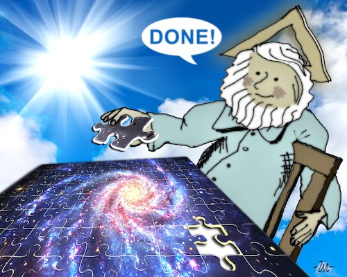 Cartoon: Universe (medium) by zu tagged universe,creation,puzzle