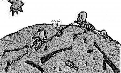 Cartoon: war (medium) by zu tagged war,skeleton,peace