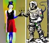 Cartoon: Cheers (small) by zu tagged astronaut,wine,toast