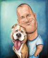 Cartoon: Man with Pitbull (small) by Avel tagged caricature