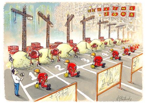 Cartoon: Olympic Architecture (medium) by vlade tagged olympic,china,beijing,sport
