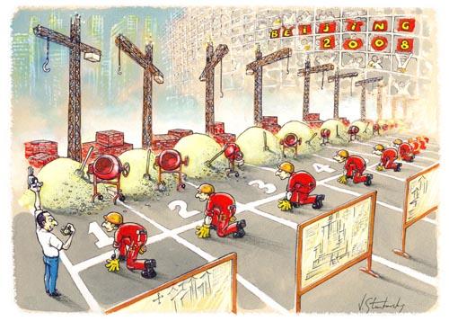 Cartoon: Olympic Architecture (medium) by vlade tagged olympic,china,beijing,sport