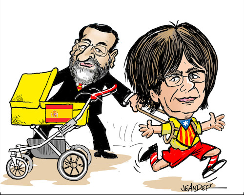 Cartoon: Catalonia election (medium) by jeander tagged catalionia,madrid,spain,carles,puigdemont,president,catalionia,madrid,spain,carles,puigdemont,president