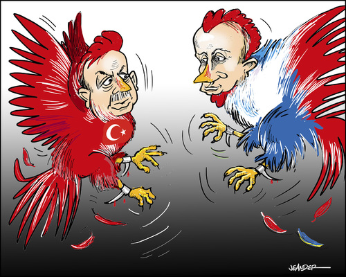 Cartoon: Cockfighting (medium) by jeander tagged erdogan,putin,conflict,erdogan,putin,conflict