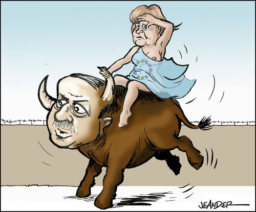 Cartoon: Europe and the bull (medium) by jeander tagged turkey,bull,erdogan,merkel,europe,eu,eu,europe,merkel,erdogan,bull,turkey