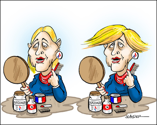 Cartoon: French presidential election (medium) by jeander tagged marine,le,pen,france,president,election,donald,trump,marine,le,pen,france,president,election,donald,trump
