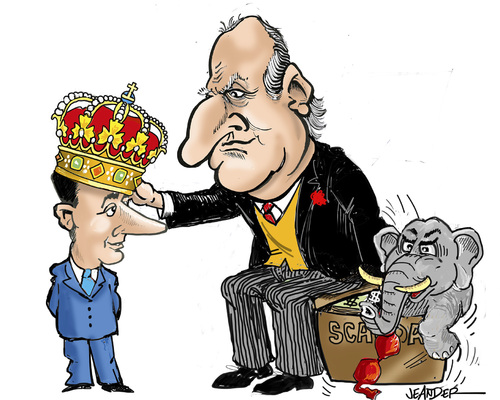 Cartoon: King Juan Carlos abdicates (medium) by jeander tagged juan,carlos,felipe,spain,king,juan,carlos,felipe,spain,king
