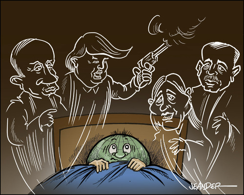 Cartoon: Nightmares (medium) by jeander tagged nightmares,putin,le,pen,erdogan,trump,nightmares,putin,le,pen,erdogan,trump