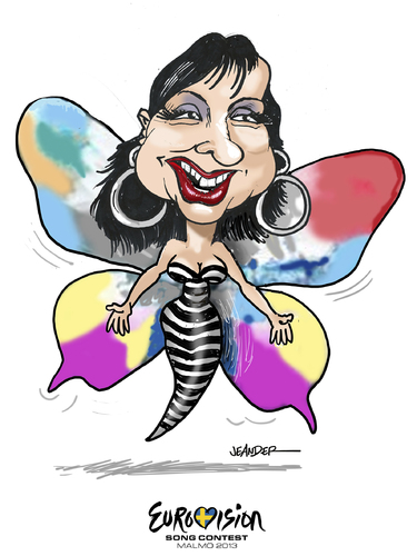 Cartoon: Petra Mede (medium) by jeander tagged eurovision,song,contest,