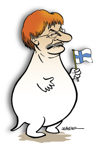 Cartoon: Tarja Halonen (medium) by jeander tagged halonen,tarja,president,finland,soumi,finnland,moomin,finnland,soumi,finland,president