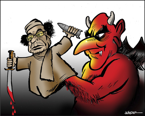 Cartoon: The devils partner (medium) by jeander tagged gaddafi,dictator,libya,khadaffi,gadaffi,gaddafi,libyen,diktator
