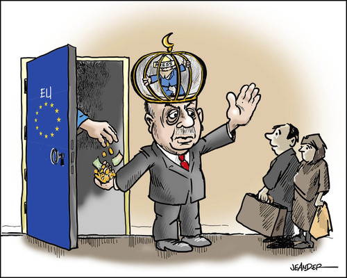 Cartoon: The doorkeeper (medium) by jeander tagged immigrants,press,turkey,eu,erdogan,erdogan,eu,turkey,press,immigrants