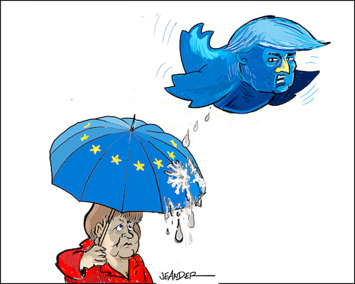 Cartoon: The twitter president (medium) by jeander tagged merkel,eu,trump,twitter,angela,donald,merkel,eu,trump,twitter,angela,donald