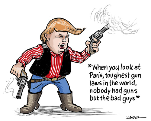 Cartoon: Wild west (medium) by jeander tagged donald,trump,daesh,terror,terror,daesh,trump,donald
