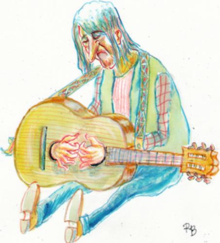 Cartoon: streetmusician (medium) by rakbela tagged rb,music,guitar