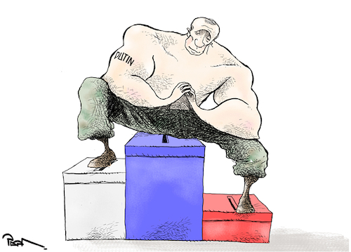 Cartoon: Putin and Russian Elections (medium) by Popa tagged putin,russia,democracy,politics