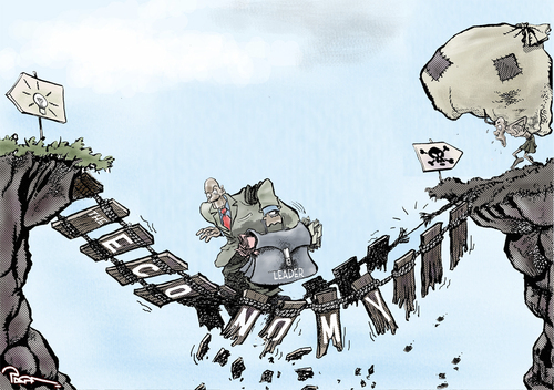Cartoon: The Economy Destroyer (medium) by Popa tagged politicians,policymakers