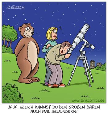Cartoon: beobachtungen (medium) by pentrick tagged großer,bär,great,bear,telescope,fernrohr,beobachten,watch,tiere,animals,