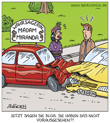 Cartoon: echte talente (medium) by pentrick tagged tankcomics,comics,tank,streit,woman,man,frau,mann,cartoon,bökesch,gerd,accident,car,auto,unfall,fortuneteller,wahrsagerin