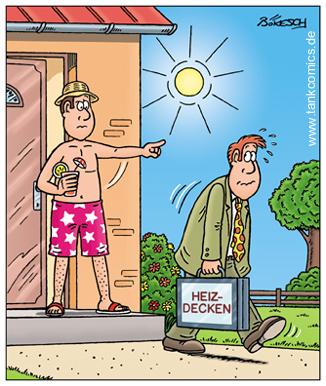 Cartoon: hinfort (medium) by pentrick tagged tank,cartoon,bökesch,gerd,summer,heat,blanket,heating,salesman,travelling,heizdecke,vertreter,hitze,sommer,comics,tankcomics