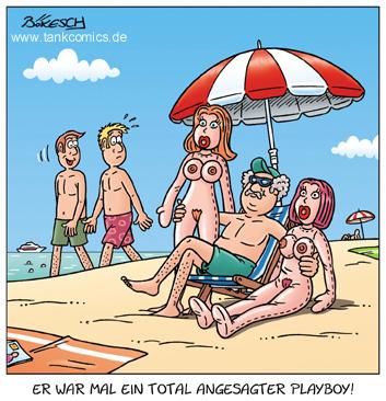 Cartoon: playboy (medium) by pentrick tagged playboy,strand,beach,holidays,summer,sommerurlaub,gerd,bökesch,cartoon,tank,comics,tankcomics