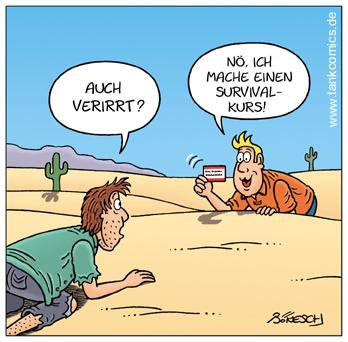 Cartoon: survival (medium) by pentrick tagged training,sand,survival,überleben,desert,wüste,hitze,heat,gerd,bökesch,cartoon,tank,comics,tankcomics