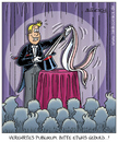 Cartoon: spannung (small) by pentrick tagged zaubern zauberer magician show spannend exciting geduld patience kaninchen rabbit gerd bökesch cartoon showbusiness bühne stage entertainment unterhaltung zuschauer tank comics tankcomics