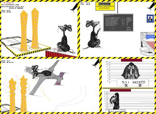 Cartoon: 9-11 experiment (medium) by erdemaydn tagged september,eleven,politicians,national,domestic,international,military,security,twin,towers