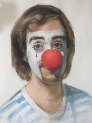 Cartoon: THE CLOWM (medium) by GOYET tagged clowm,painter,artist,goyet,autoportrait,pastel,portrait,sel,my