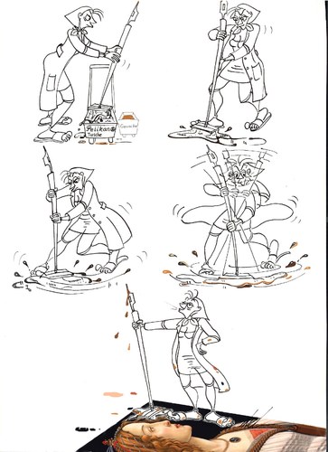 Cartoon: Dipl.putz.Arch. in Ihrem Element (medium) by Inci tagged cartoon,ironie,gesellschaft,frau,inci