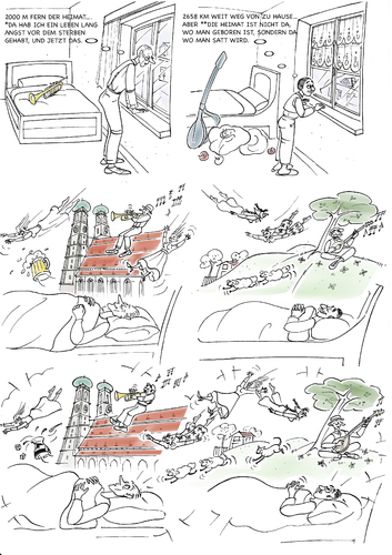 Cartoon: K.Valentin zieht in die Fremde (medium) by Inci tagged cartoon,geschichte,ausland,comic,fremd,in,die,fremde,deutschlad,türkei,träume,auswärtigen,exil,immigranten,immigrieren