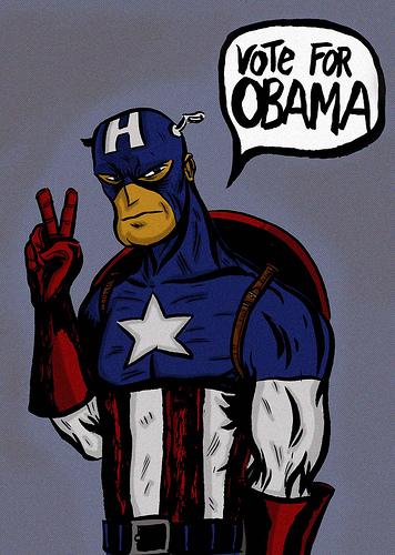Cartoon: CAPTAIN AMERICA FOR OBAMA (medium) by Jorge Fornes tagged illustration