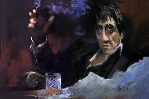 Cartoon: Al Pacino Scarface (medium) by ylli haruni tagged cartoon,scarface,pacino,al