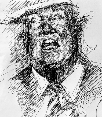 Cartoon: Man-child Crying for the Moon (medium) by ylli haruni tagged trump,pussy,grabber,criminal