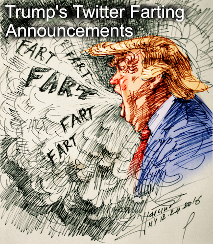 Cartoon: Trump-s Farting Announcements (medium) by ylli haruni tagged trump,donald,election,presidential