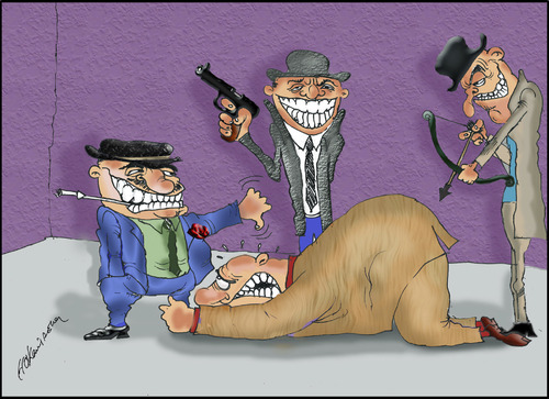 Cartoon: cruel mob (medium) by hakanipek tagged execution,men,illegal,extortion,gangsters,mafia