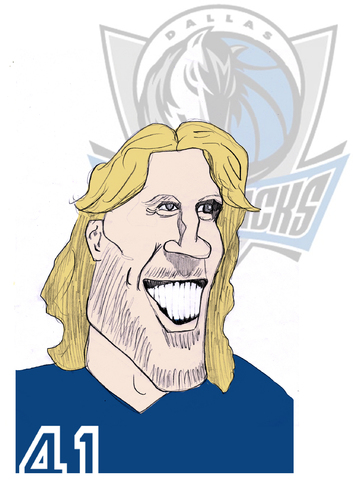 Cartoon: Dirk Nowitzki (medium) by Liam tagged basketball