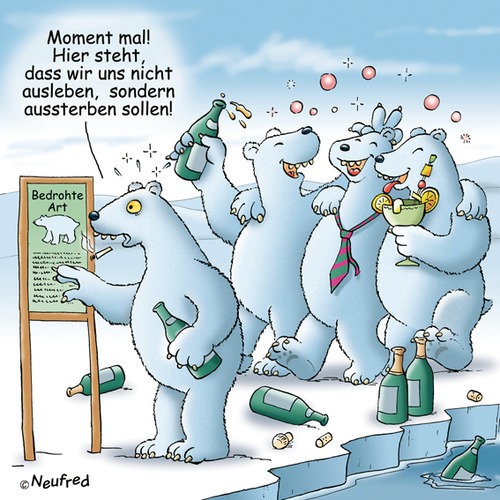 Cartoon: Auslebende Eisbären (medium) by neufred tagged aussterben,spezies,bedrohte,artenschutz,eisbären