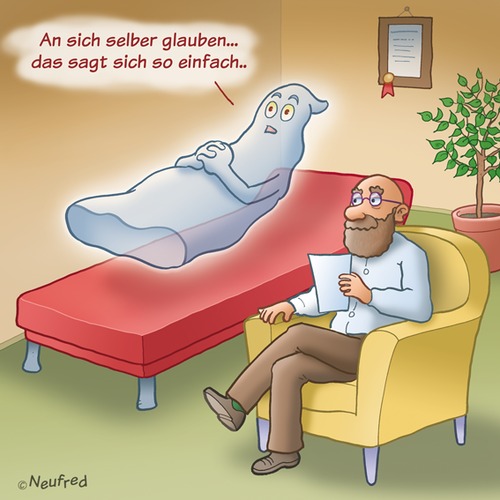 Cartoon: Beim Psychater (medium) by neufred tagged sofa,psychter,psychologe,minderwertigkeitskomplex,patient,freud,praxis